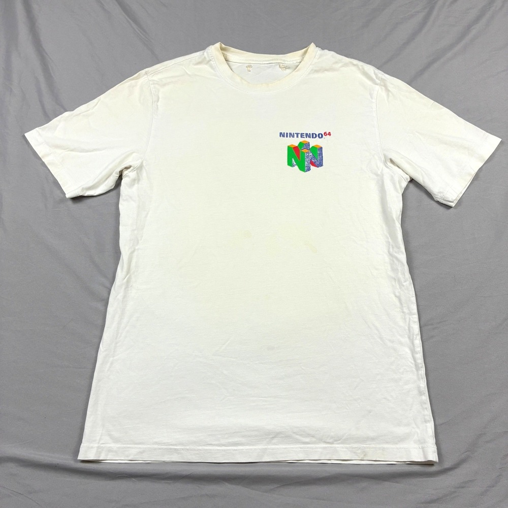Nintendo T-Shirt Mens Medium White N64 Logo Graphic Retro Gaming 90s Y2K